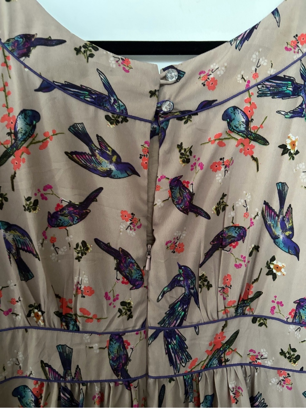 Emily And Fin Small Rachel Dress Bird-Print Cap Sleeve Dress - M - Picture 6 of 12